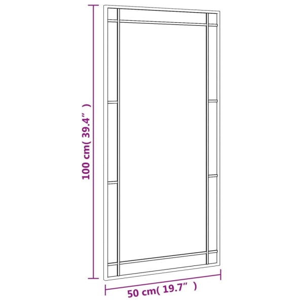 vidaXL Väggspegel svart 50x100 cm rektangulär järn Svart