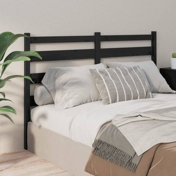 vidaXL Sänggavel svart 186x4x100 cm massiv furu Svart