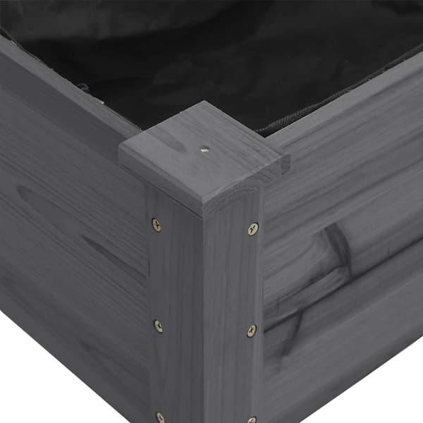 vidaXL Odlingslåda med foder grå 118x59x76 cm massivt granträ Grå