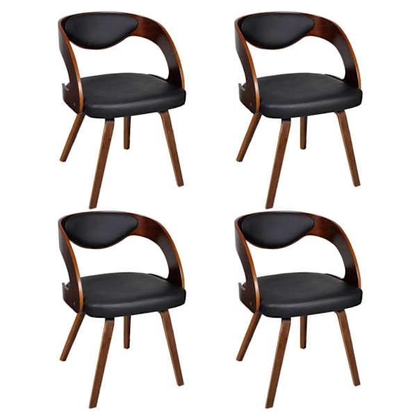 vidaXL Matstol läder med träram brun 4-pack Brun