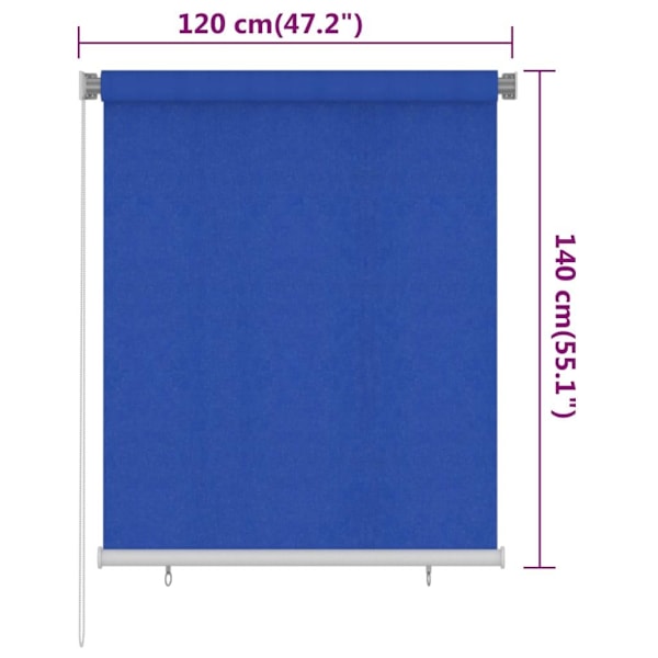 vidaXL Rullgardin utomhus 120x140 cm blå HDPE Blå
