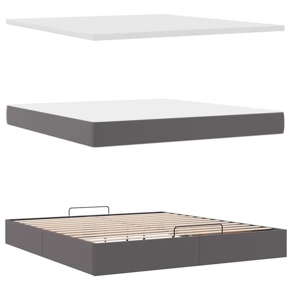 vidaXL Ottoman sängram med madrass grå 160x200 cm konstläder Grå