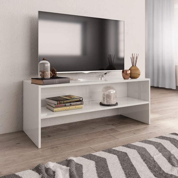 vidaXL Tv-bänk vit högglans 100x40x40 cm konstruerat trä Vit