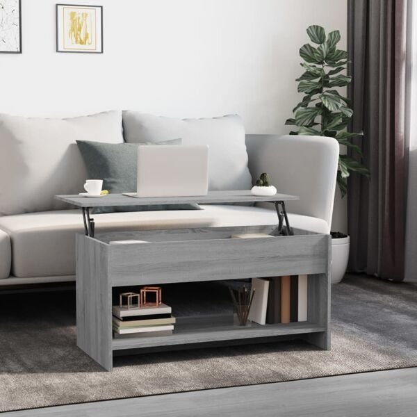 vidaXL Soffbord grå sonoma 102x50x52,5 cm konstruerat trä Grå