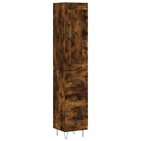 vidaXL Högskåp rökfärgad ek 34,5x34x180 cm konstruerat trä Brun