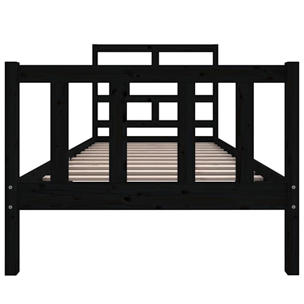 vidaXL Sängram svart massiv furu 100x200 cm enkelsäng Svart