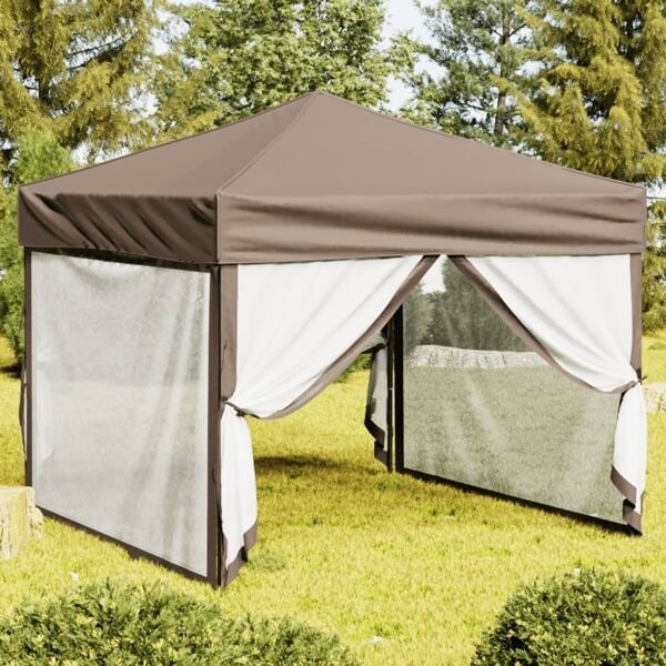 vidaXL Hopfällbart partytält med sidoväggar taupe 3x3 m Taupe
