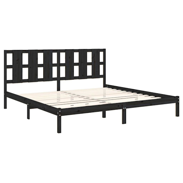 vidaXL Sängram svart massiv furu 200x200 cm Svart