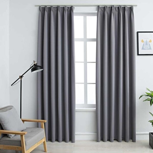 vidaXL Mörkläggningsgardiner med krokar 2 st grå 140x245 cm grå