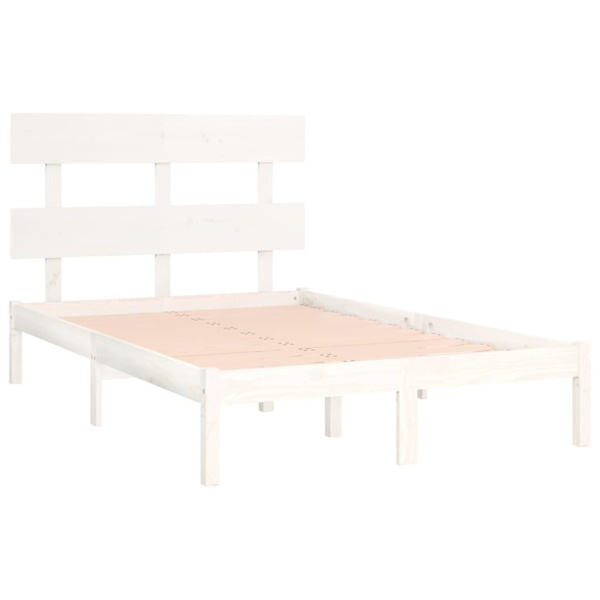 vidaXL Sängram vit massivt trä 135x190 cm Vit
