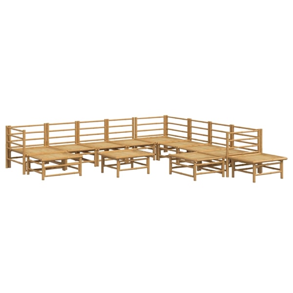 vidaXL Loungegrupp 12 delar ljusgråa dynor bambu Brun