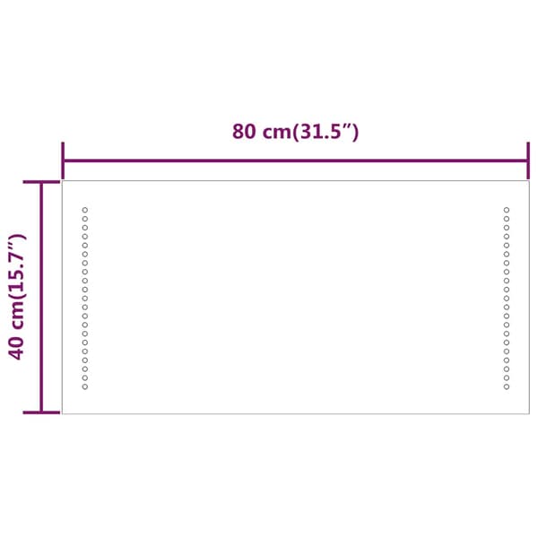vidaXL Badrumsspegel LED 80x40 cm Transparent