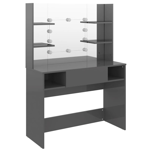 vidaXL Sminkbord med LED-belysning 100x40x135 cm MDF grå grå
