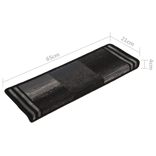 vidaXL Trappstegsmattor självhäftande 5 st 65x21x4 cm svart och grå Svart