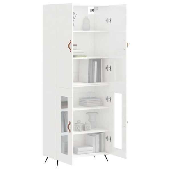 vidaXL Högskåp högglans vit 69,5x34x180 cm konstruerat trä Vit