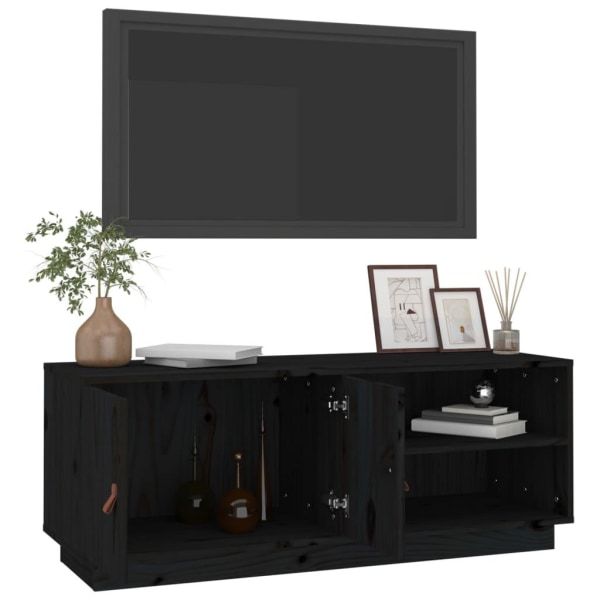 vidaXL Tv-bänk svart 105x34x40 cm massiv furu Svart