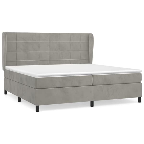 vidaXL Ramsäng med madrass ljusgrå 200x200 cm sammet Grå