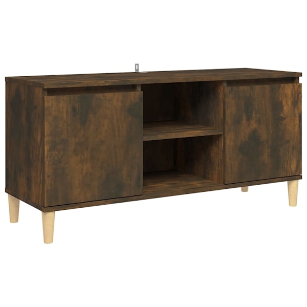 vidaXL TV-bänk med massiva träben rökfärgad ek 103,5x35x50 cm Brun