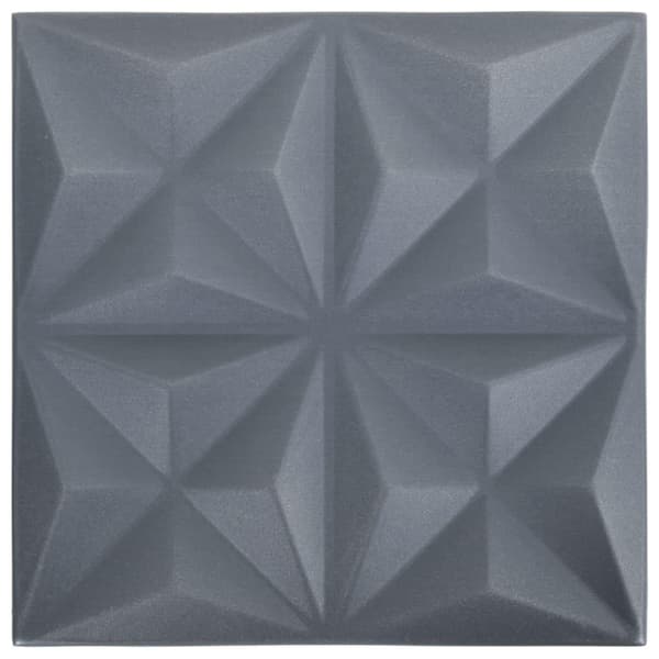 vidaXL 3D Väggpaneler 48 st 50x50 cm origami grå 12 m² grå