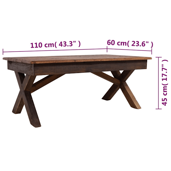 vidaXL Soffbord blandat återvunnet trä 110x60x45 cm Brun