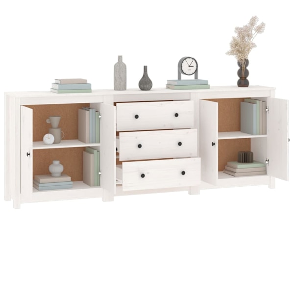 vidaXL Skänk vit 210x35x80 cm massiv furu Vit