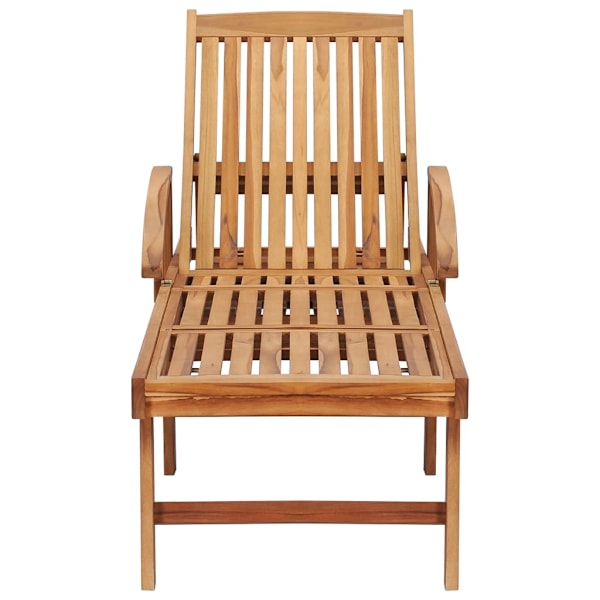 vidaXL Solsäng med bord och dyna massiv teak Creme