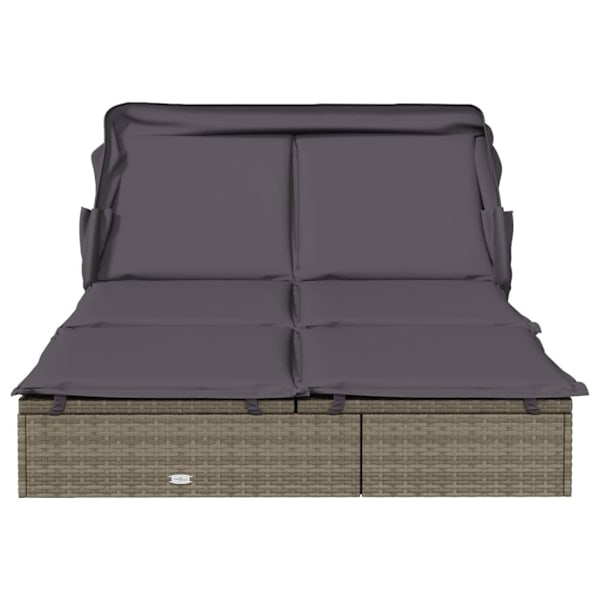 vidaXL Solsäng med hopfällbart tak grå 213x118x97 cm konstrotting Grå