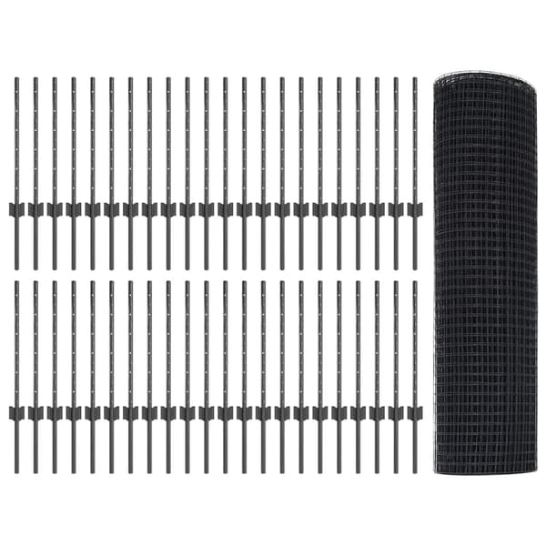 vidaXL Svetsat trådgeller med stolpar 100 x 0,6 m PVC-belagda stål Grå Grå