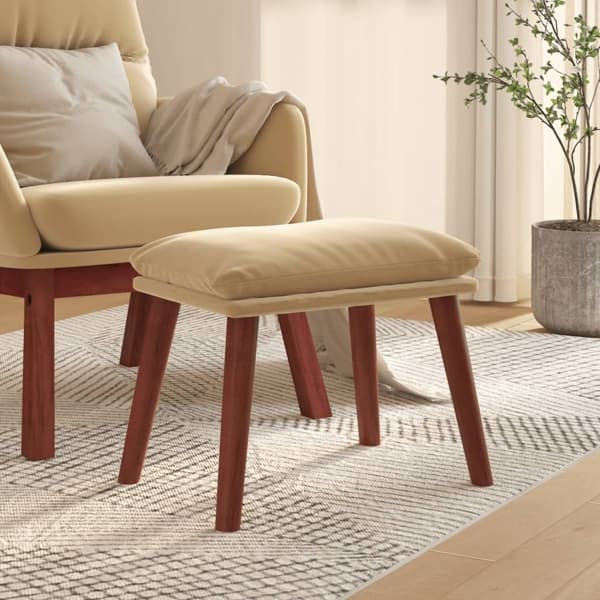 vidaXL Fotpall gräddvit 45x29,5x35 cm sammet Kräm