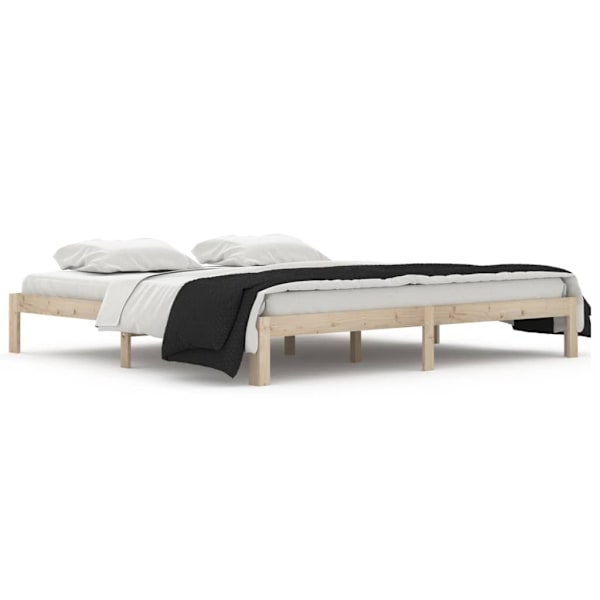 vidaXL Sängram massiv furu 200x200 cm Brun
