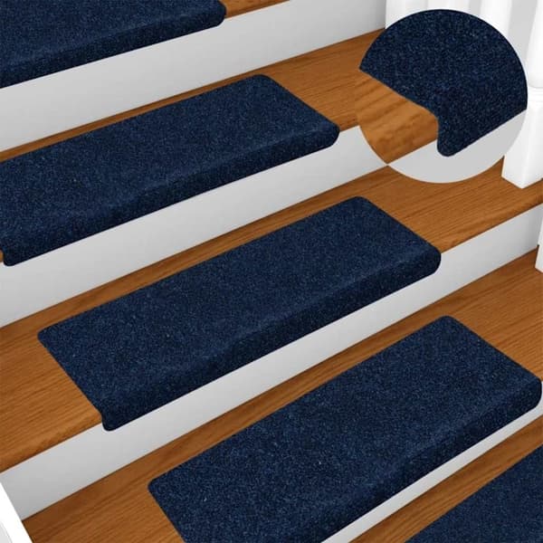 vidaXL Trappmattor självhäftande 15 st 65x21x4 cm marinblå rektangulär kant Blå