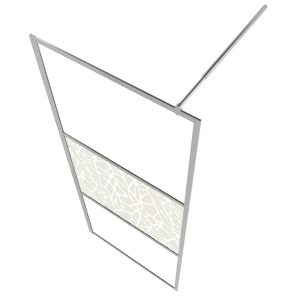 vidaXL Duschvägg med ESG-glas stendesign 140x195 cm Silver