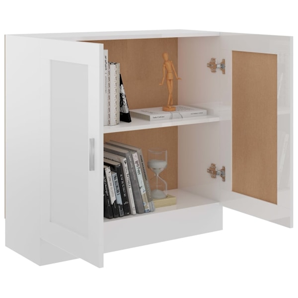 vidaXL Bokskåp vit högglans 82,5x30,5x80 cm konstruerat trä Vit