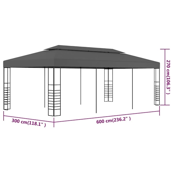 vidaXL Paviljong 3x6 m antracit Antracit
