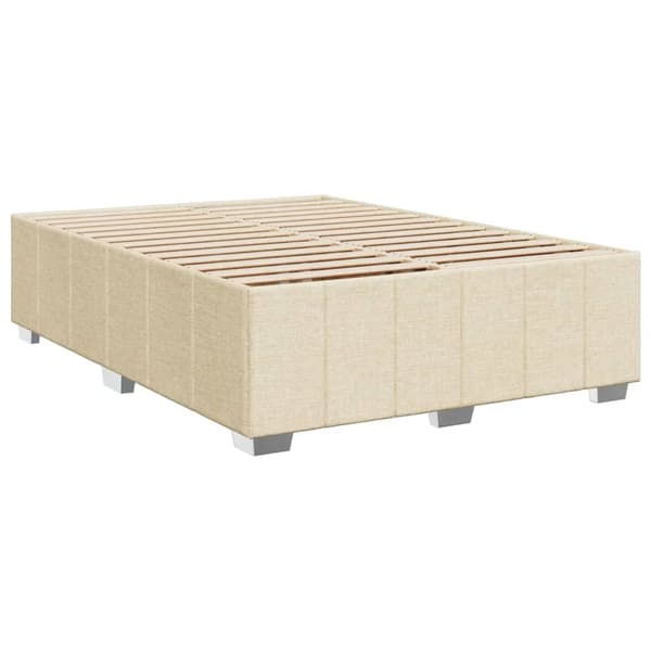 vidaXL Ramsäng med madrass gräddvit 140x200 cm tyg Kräm