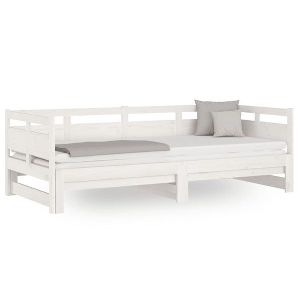 vidaXL Dagbädd utdragbar vit massiv furu 2x(90x200) cm Vit