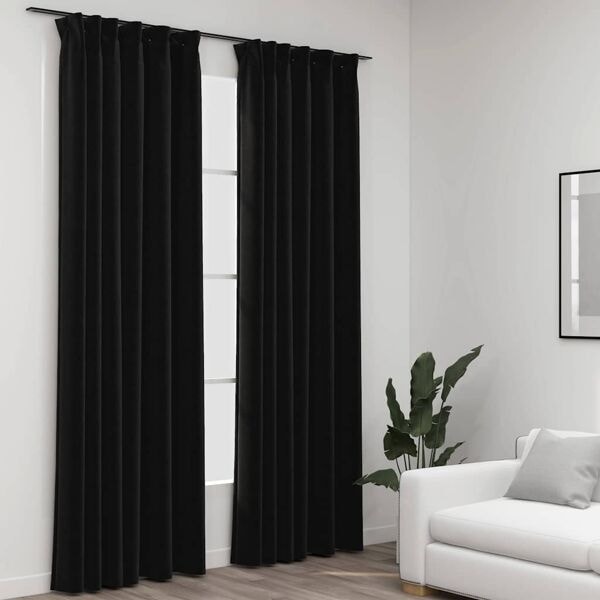 vidaXL Mörkläggningsgardiner med krokar 2 st antracit 140x245 cm Antracit