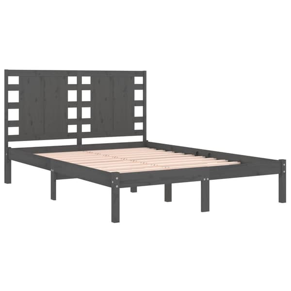 vidaXL Sängram grå massiv furu 140x190 cm Grå