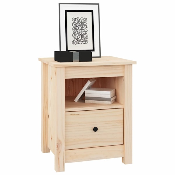 vidaXL Sängbord 40x35x49 cm massiv furu Brun