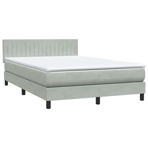 vidaXL Ramsäng med madrass ljusgrå 160x210 cm sammet Grå