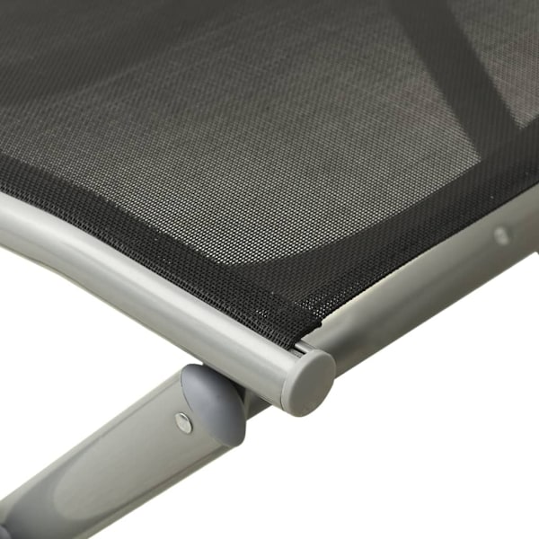 vidaXL Fotpall hopfällbar textilen och aluminium svart och silver Svart