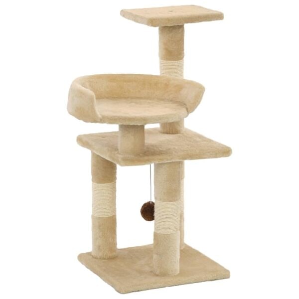 vidaXL Katt klösträd med klöspelare i sisal 65 cm beige Beige