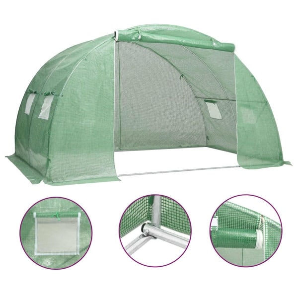 vidaXL Växthus 8 m² 2x4x2 m Grön