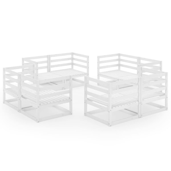 vidaXL Loungegrupp 8 delar vit massiv furu Vit