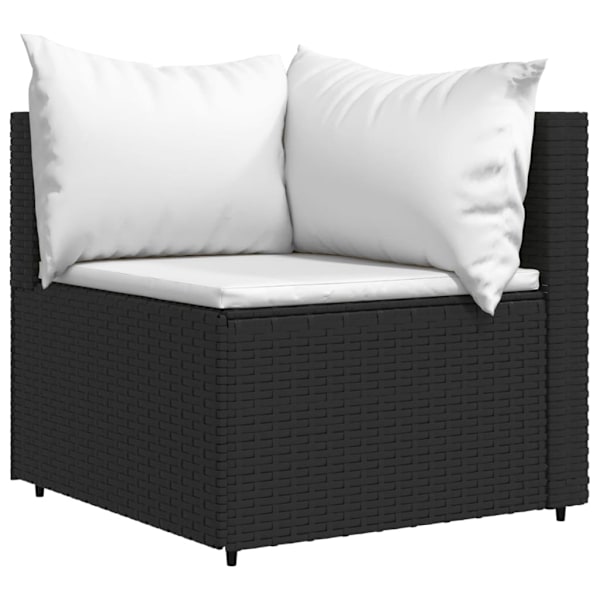 vidaXL Loungegrupp för trädgården med dynor 4 delar svart konstrotting Svart