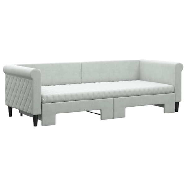 vidaXL Dagbädd utdragbar med madrasser ljusgrå 80x200 cm sammet Grå