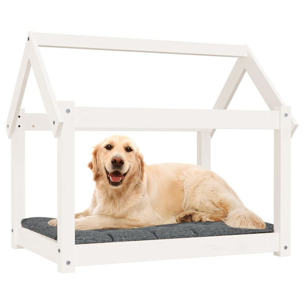 vidaXL Hundbädd vit 81x60x70 cm massiv furu Vit