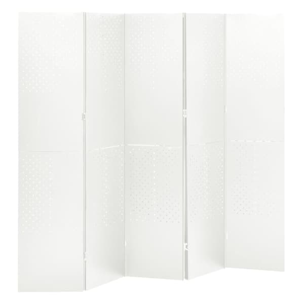 vidaXL Rumsavdelare 5 paneler vit 200x180 cm stål Vit