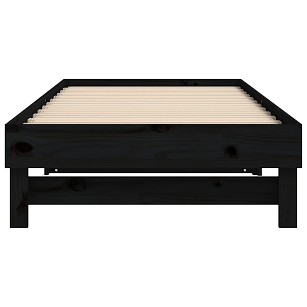 vidaXL Utdragbar dagbädd svart 2x(90x200) cm massiv furu Svart