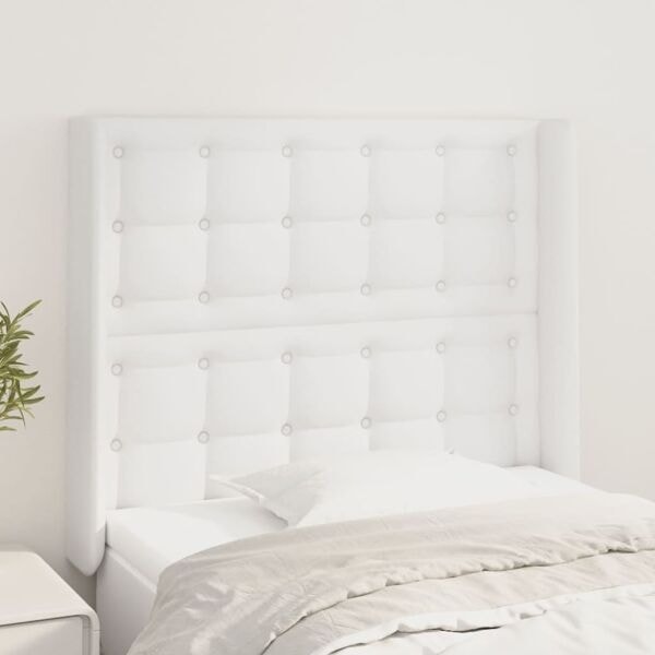 vidaXL Sänggavel med kanter vit 83x16x118/128 cm konstläder Vit
